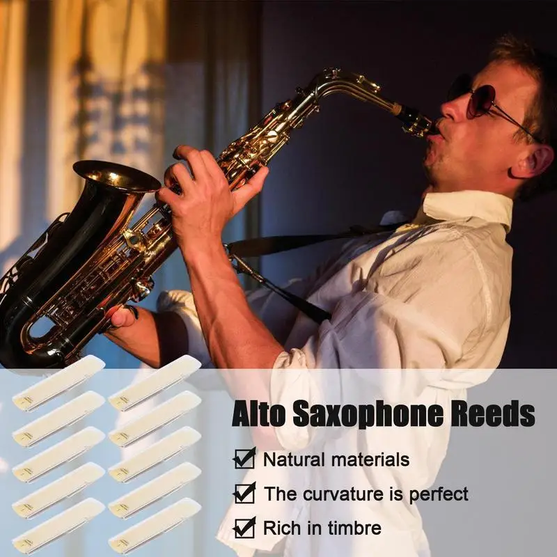 Hardness 1.0 1.5 2.0 2.5 3.0 3.5 10pcs Alto Saxophone Reeds Saxophone Whistle Pieces Natural Reed Replacement Parts