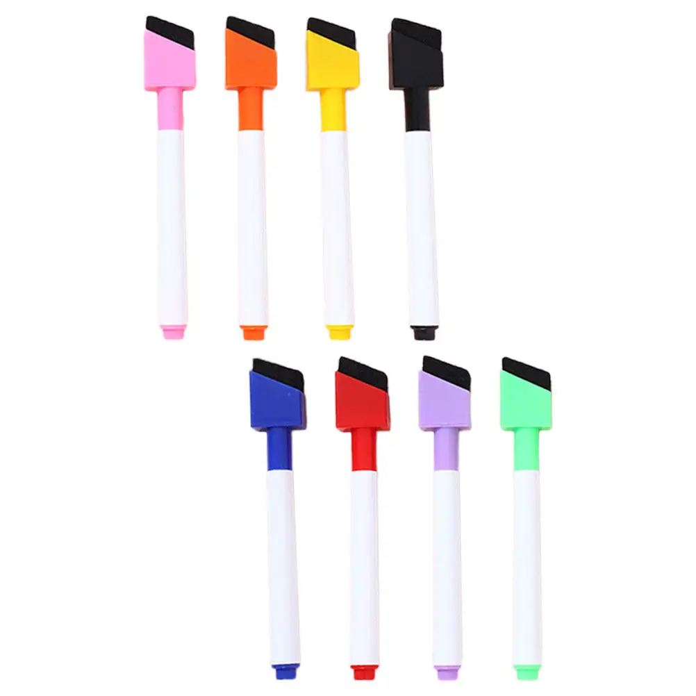 비스듬한 팁이 있는 8Pcs 지울 수 있는 건식 지우개 마커 8가지 색상 화이트보드 달력용 검정색 녹색 보라색 노란색 주황색 분홍색