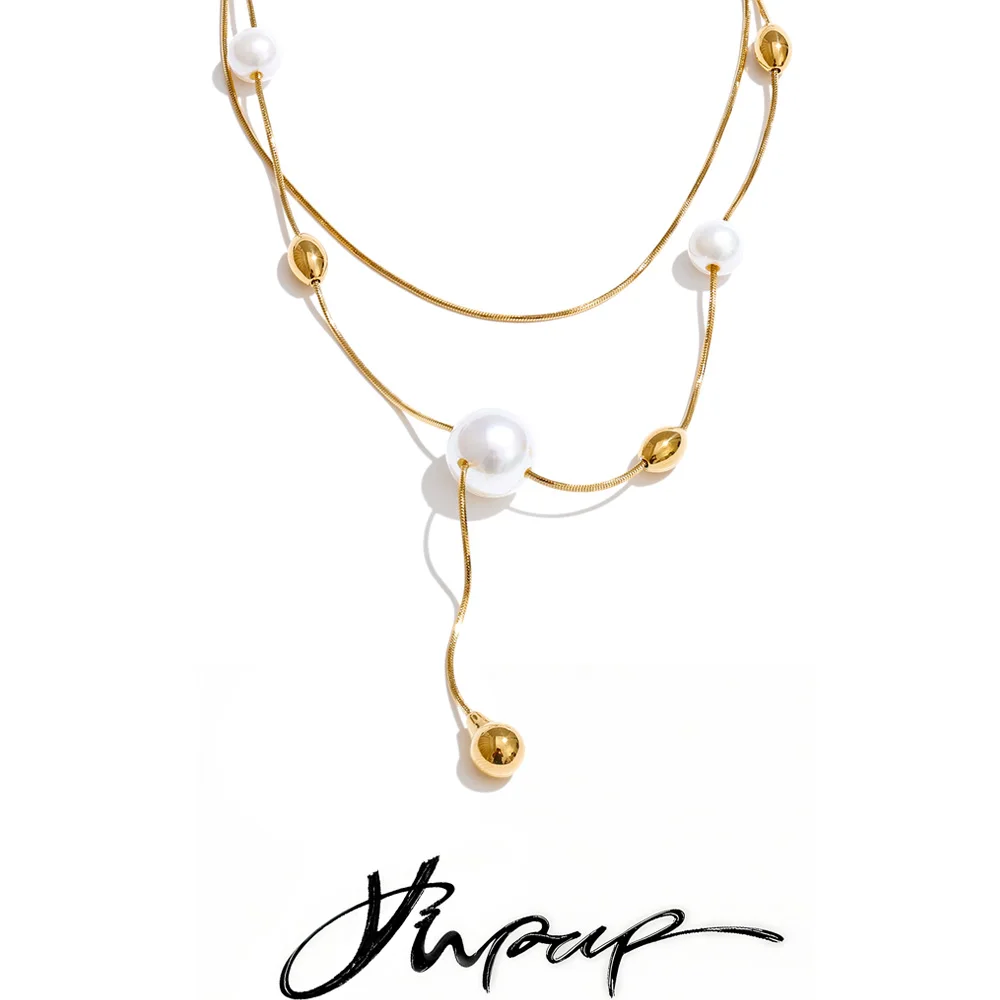Yhpup Necklace Jason Flat Layered Chain Stylish Chic Handmade Jewelry