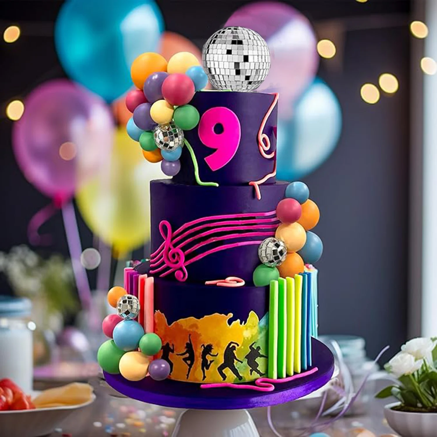 32 Stück Disco bunte Ball Kuchen Topper Dekoration für Hochzeit Geburtstag Baby party 70er Jahre 80er Jahre Party Kuchen Dekoration Lieferungen – Detail 6