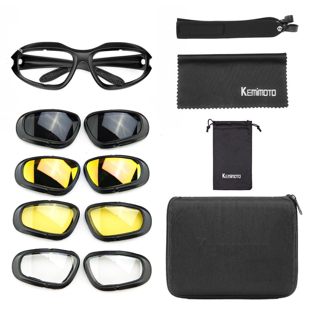 KEMIMOTO Motorcycle Glasses Polarized Sunglasses For Shooting Eye Protection Windproof Moto Goggles UV400 Antifog clear Lens 6