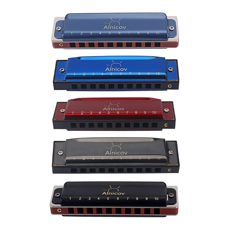 Standard Harmonica Key-of-C, Blues Harps Mouth Organ 10 Holes 20 Tones Harmonica for Beginners and Professionals