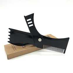 Adjustable Non - Slip Beard & Mustache Shaping Kit - Professional Facial Hair Trimming Tool Set (Black)