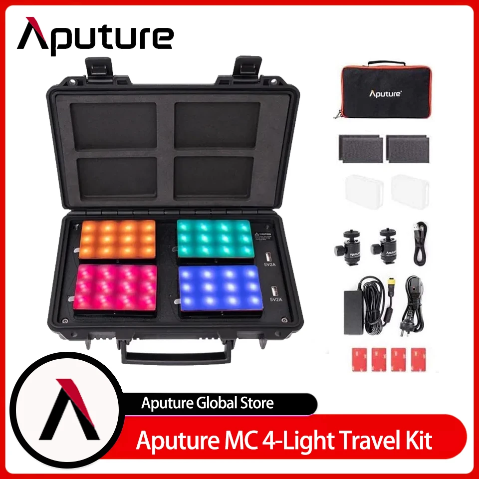 

Aputure AL-MC LED 4-Light Travel Kit 5W RGB 3200-6500K Rechargeable Video Pocket Lighting with Carrying Box