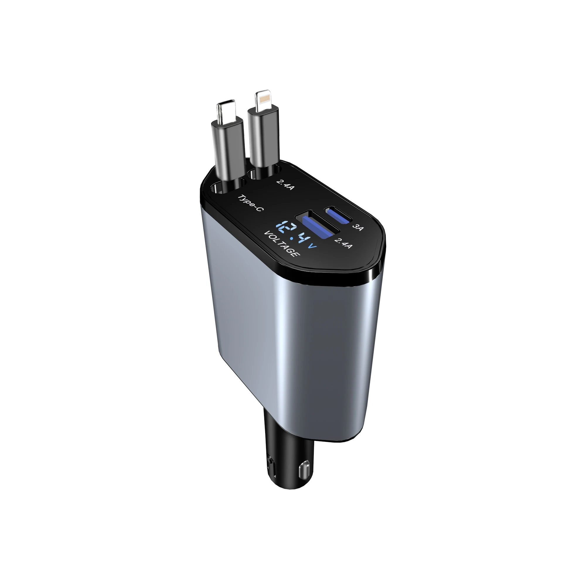 Caricabatteria da auto USB 120W Ricarica rapida 4 in 1 per adattatore per caricabatterie per telefono cellulare in auto - immagine 3