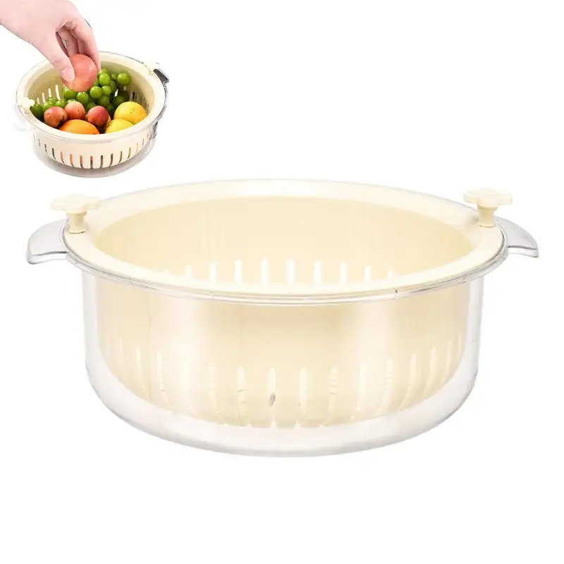 

Kitchen Colander Set Fruit Washing Bowl Double Layered Drain Basket 2-in-1 Fruit Strainer Colander Strainers Washing Basket Food