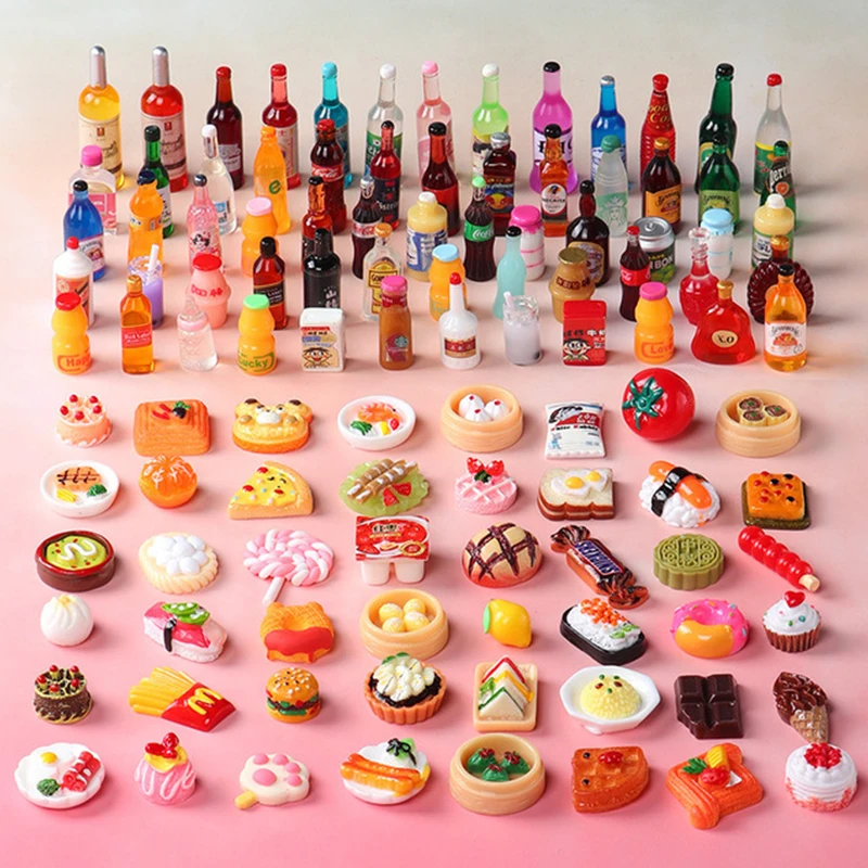 

Cute New1:12 Miniature Dollhouse Supermarket Food Snacks Mini Cake Wine Drink for Blyth Barbies BJD Doll Kitchen Accessories