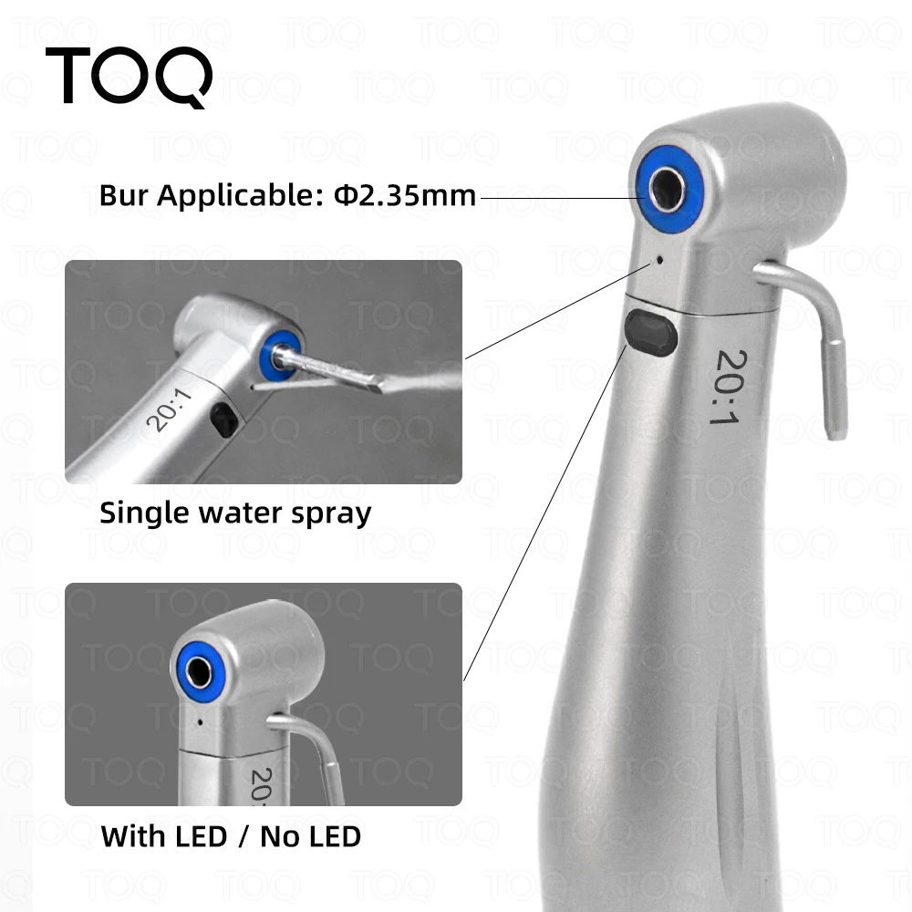 Dental LED Fiber Optic 20:1 Implant Contra Angle Push Button Low Speed Handpiece Dentistry Instruments