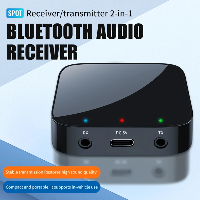 2 In1 Bluetooth 5.3 Receiver Transmitter 3.5mm AUX HiFi Stereo Music Wireless Audio Adapter for Car Kit Speakers Headphones TV