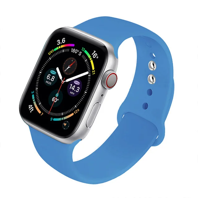 Silicone Strap For Apple Watch Band 44mm 40mm 41mm 38mm 45mm Smartwatch Rubber Sports Watchband Belt Bracelet iWatch 7 6 se 5 4 Surf-Blue-60