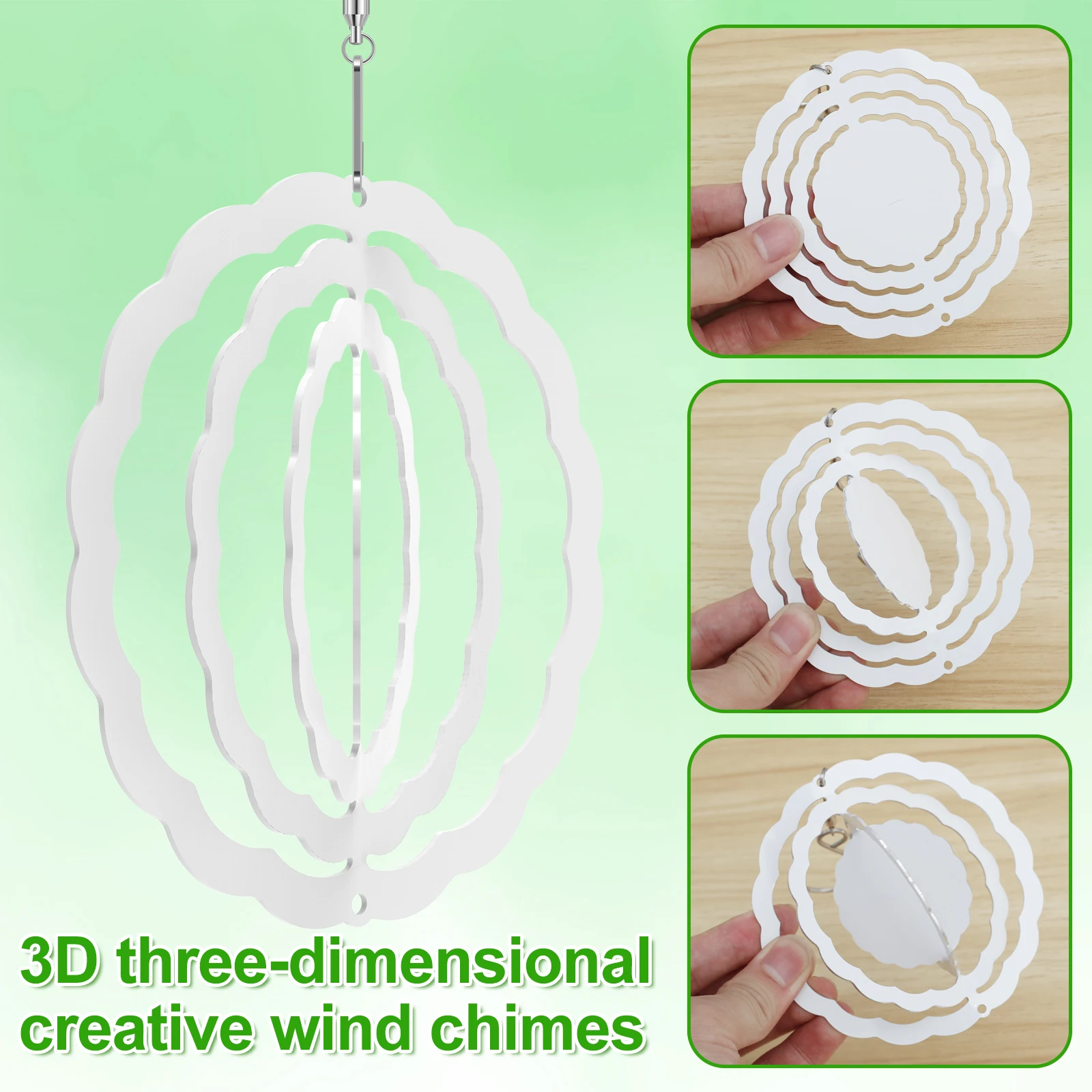 3/4/6'' Sublimation Wind Spinner Blank 3D Aluminum Wind Spinners DIY Double-Side Hanging Spinner Decorative Window Garden