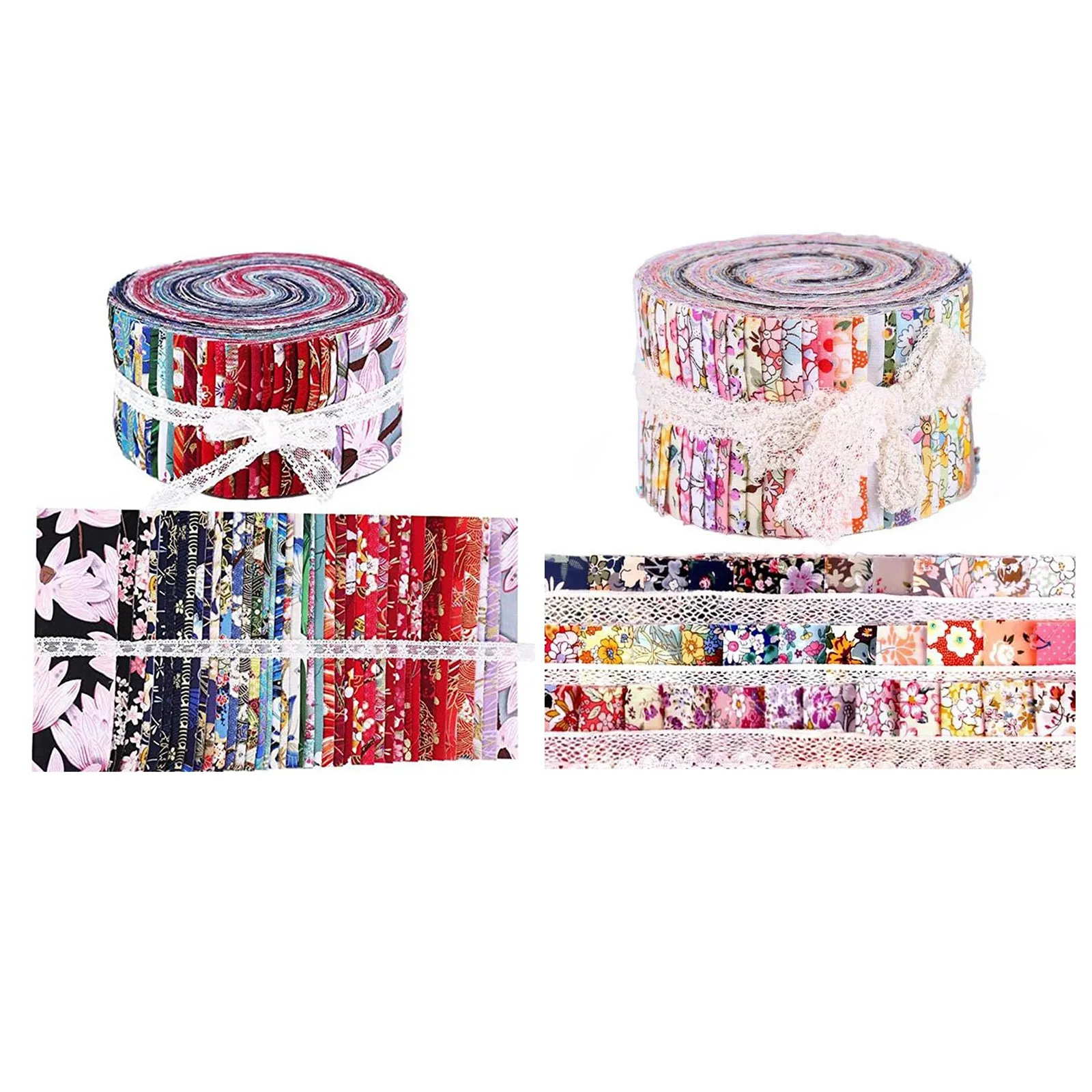 

Fabric Strips Roll 2.5 Inch Jelly Fabric Bundles Fabric Quilting Strips Roll Up Flower Precut Patchwork Strips For Sewing