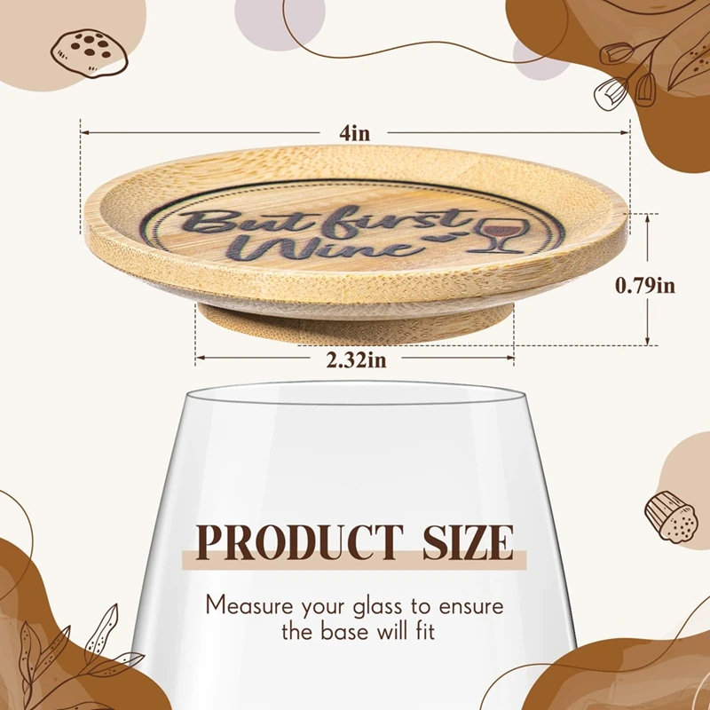 8 Pcs Wine Glass Charcuterie Topper Covers Bamboo Topper Coasters Plate