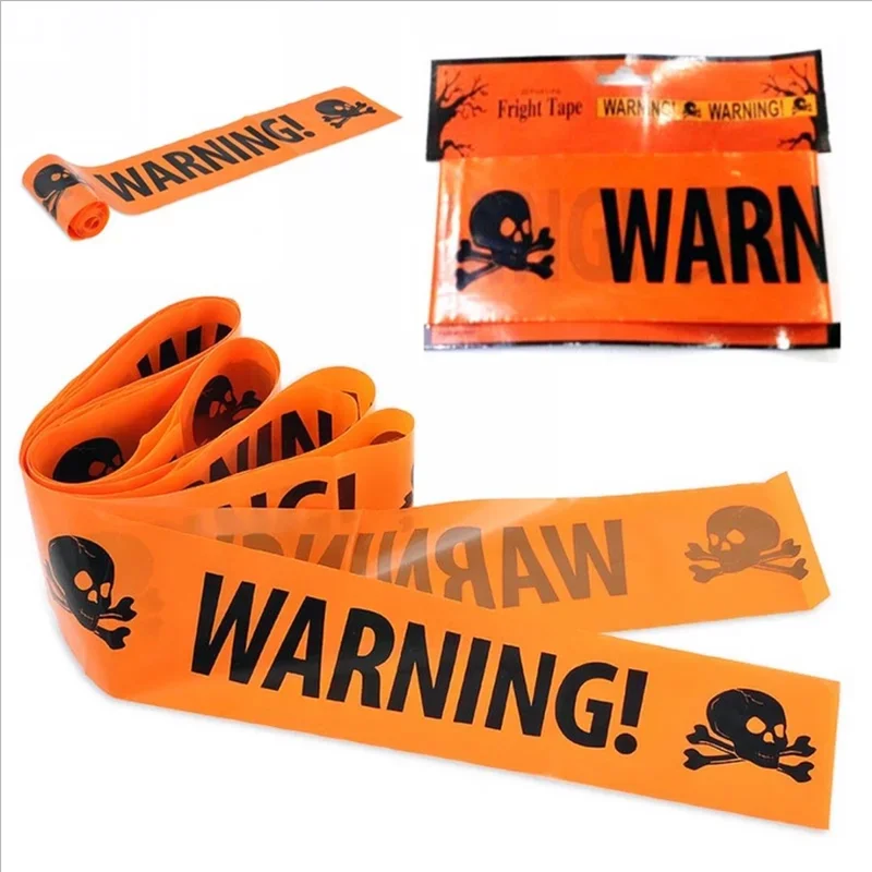 NEUE 1PC Halloween Requisiten Fenster Prop Warnlinie Kunststoff Schädel Kopf Warnband Zeichen Halloween Dekoration Hexe Luftballons viel