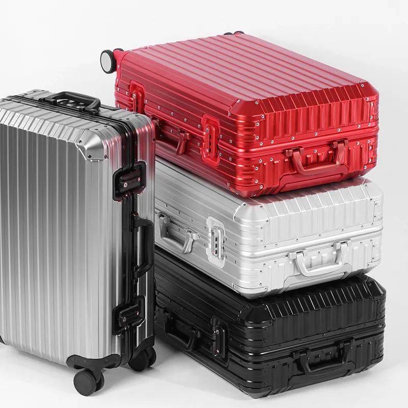 PLUENLI All-Aluminum Magnesium Alloy Trolley Case Metal Case Aluminum Alloy Luggage Password Suitcase