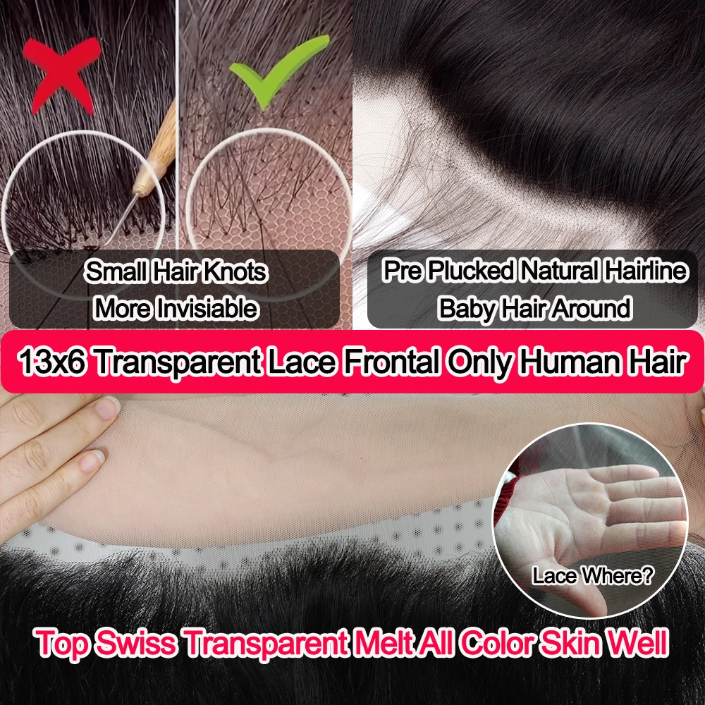 Straight Lace Frontal Only 13x6 Transparent Lace Frontal Closure Human Hair Brazilian Remy Human Hair Pre Plucked With Baby