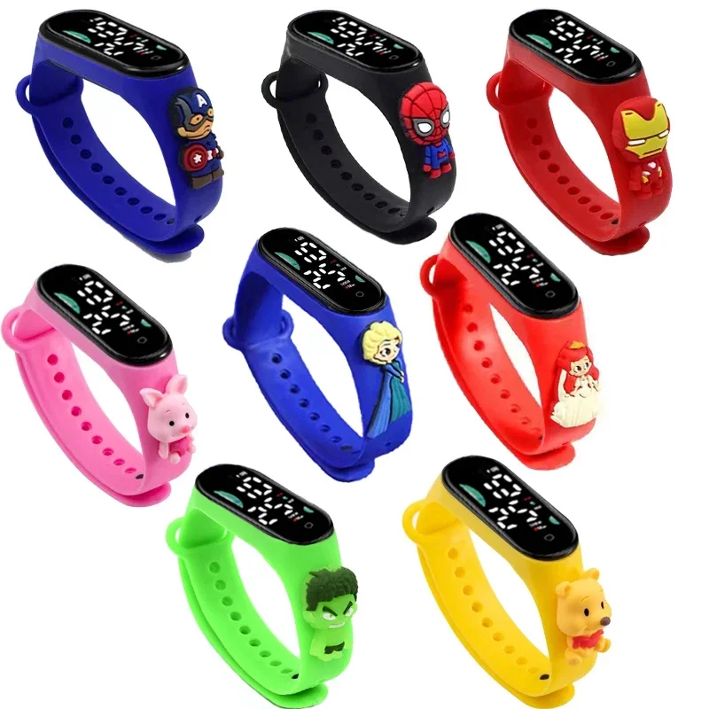 Disney Princess Frozen Elsa Anna Spiderman Iron Man Mickey Minnie Mouse Stitch Winnie The Pooh Led Watch Giocattoli Per Bambini