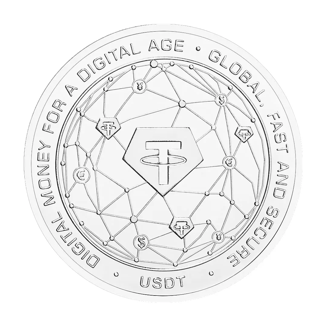 Gold Plated USDT Commemorative Cryptocurrency Coin - Elegant Home Decoration Collectible