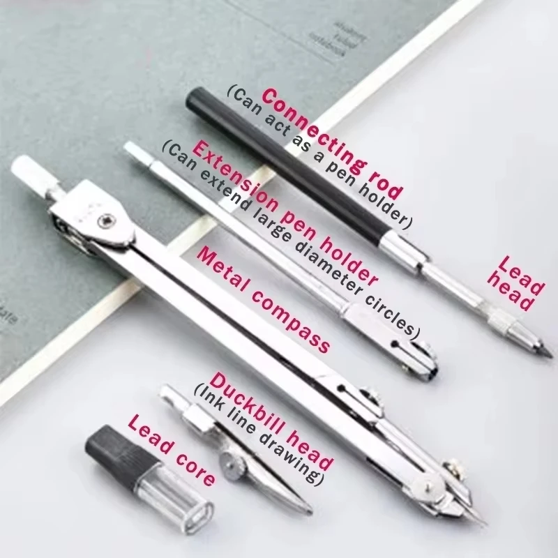 Drawing Compass Stainless Steel Multifunctional Drafting Drawing Compass Math Geometry 2/4/5/6 pcs/set
