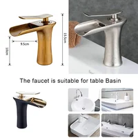 Waterfall Bathroom Basin Sink Faucets Hot Cold Tap Deck Mounted Water Mixer Crane Antique Bronze Chrome Finished ELM100 2
