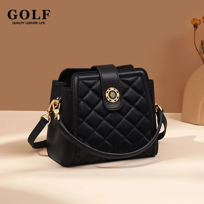 

GOLF Mini Crossbody Bags Women Elegant Wallet Bucket Boston Handbags Square Lingge Small Shoulder Bag Luxury Brand Designer Bag