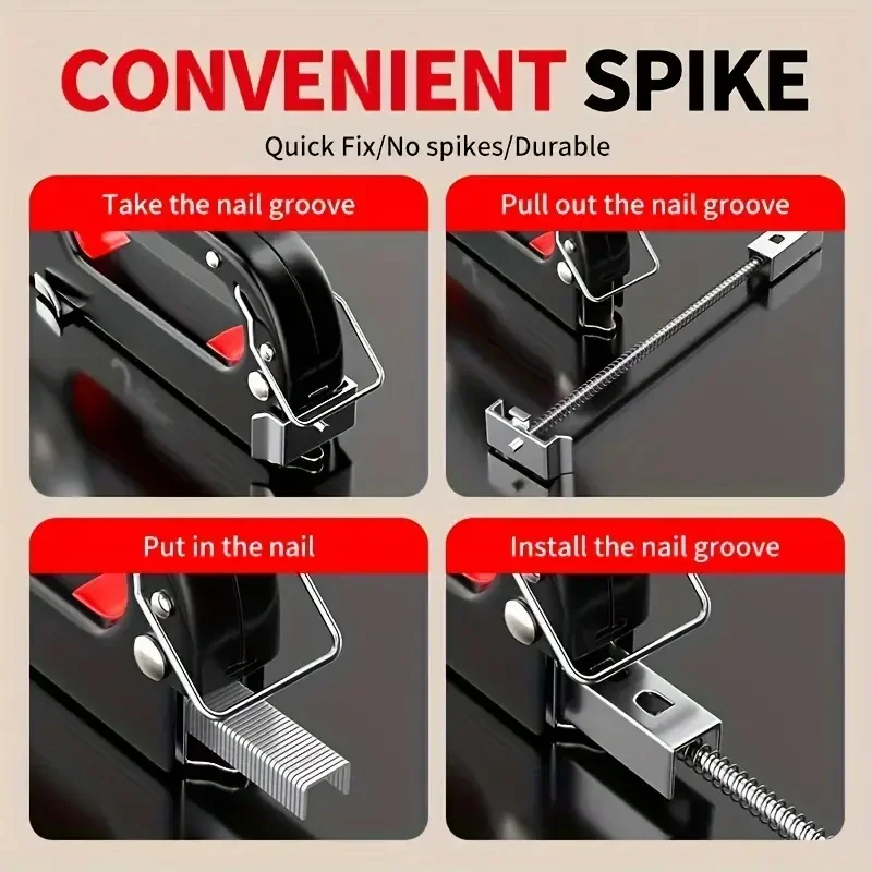 Durable 4-in-1 multi-tool: carbon steel semi-automatic nail gun, perfect for DIY woodworking decoration
