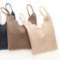 2025 Summer 100% Goat Cashmere Suspenders Women's Knitted Cashmere V-neck Pullovers Fashion Tops Women's Clothing - Image 3