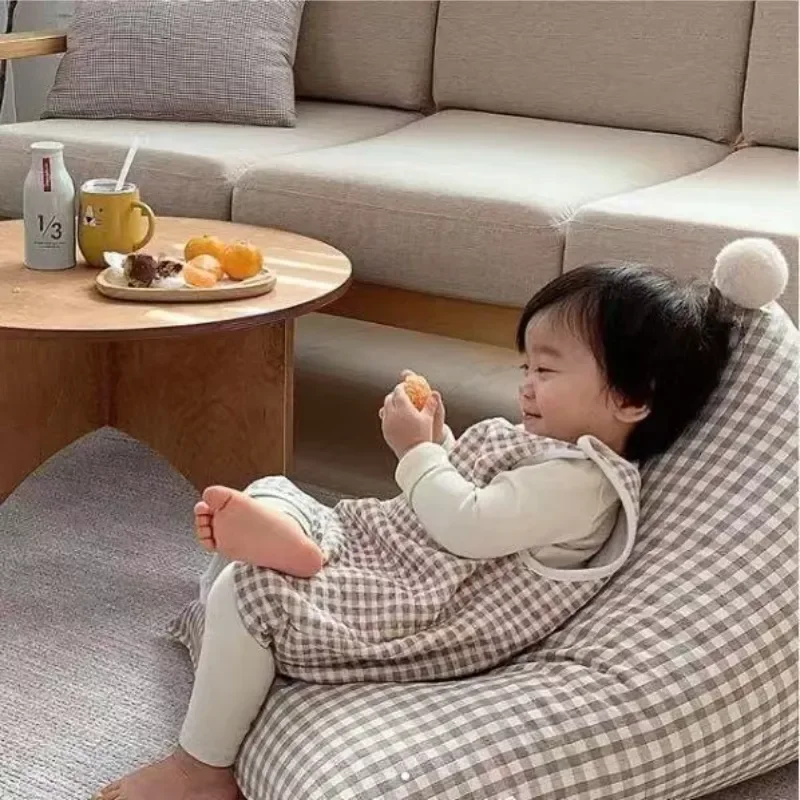 머리카락 볼 콩 주머니 소파 낮잠 격자 무늬 귀여운 레이지 거짓말 좌석 의자 이동식 세탁 가능한 의자 다다미, 어린이 방 장식