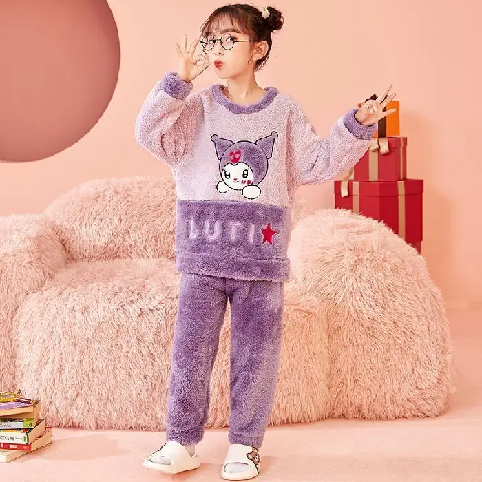 Hello Kitty Pajamas Women Thicken Warm One Piece Pajamas Winter Kids  Flannel Hooded Jumpsuit Soft Sleepwear Homewear Clothes - AliExpress