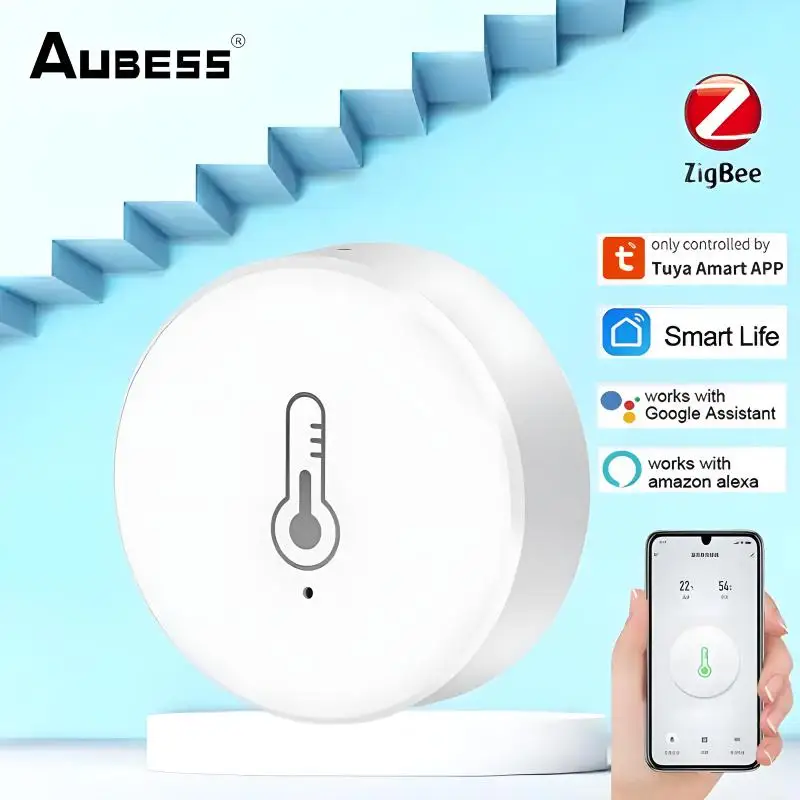 

ZigBee Tuya WiFi Temperature Humidity Sensor Need Hub Indoor Thermometer Hygrometer Alexa Google Voice Control Home Security