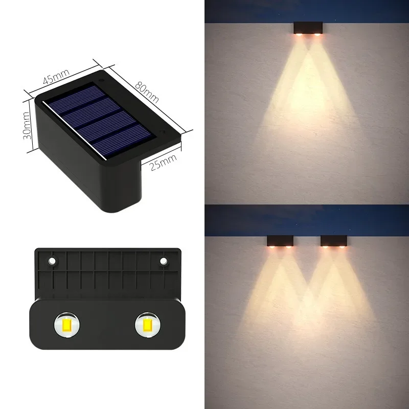 1/2/4Pcs Solar Wall Lamp Outdoor Waterproof Powered Light UP and Down Illuminate Home Garden Yard Decoration Outside Christmas