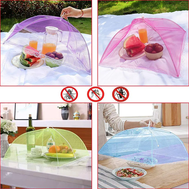 Food Cover 17 Inch Foldable Food Covers Mesh Anti Fly Mosquito Meal Cover