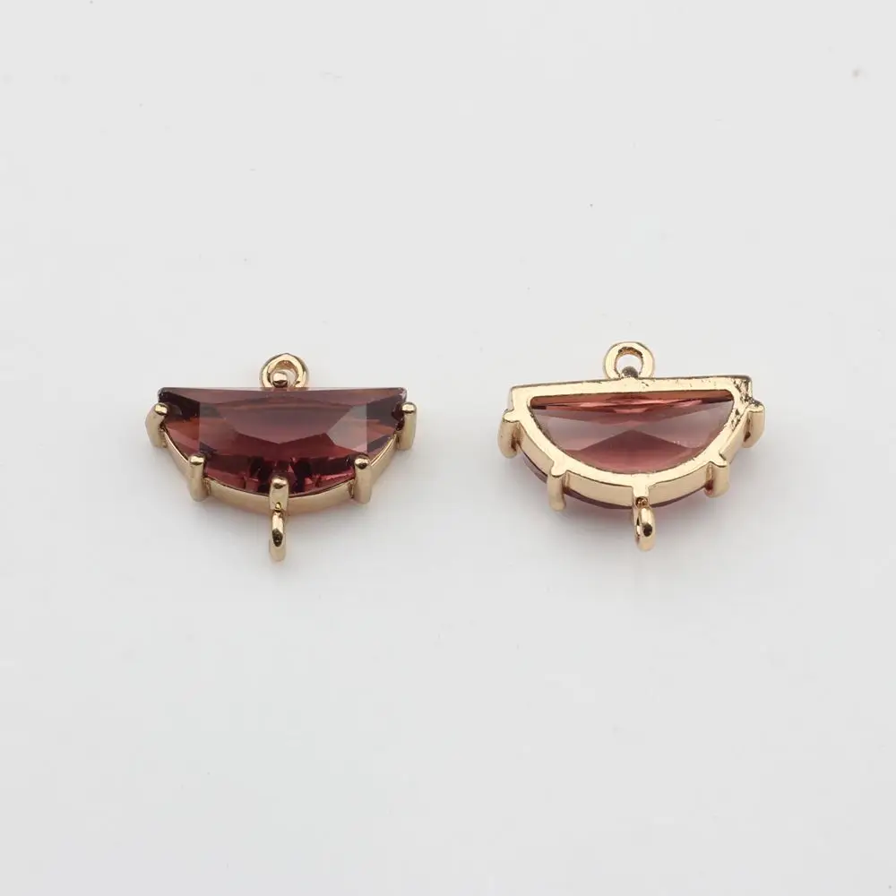 Kupfer Zirkon Zirkon Kupfer vergoldet Kristall umrandet fächerförmige Charms Stecker 10 teile/los für DIY Schmuck machen Zubehör – Detail 24