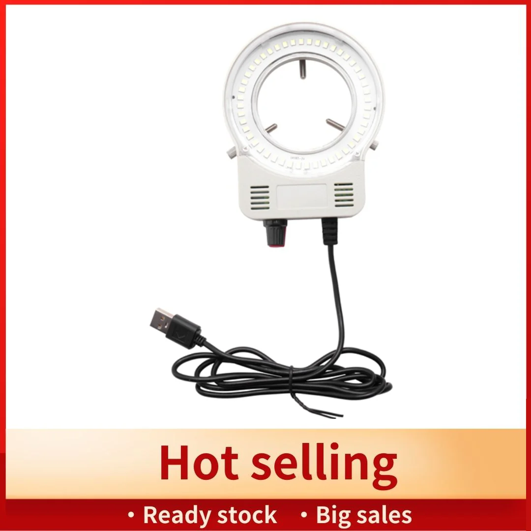48 LED Industrial Microscope Camera Light Source Ring Lamp Light Illuminator Lamp Adjustable Brightness USB Interface