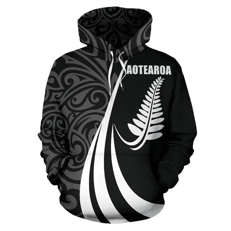 thumbnail image 1 of Sudadera con capucha con estampado 3D de la bandera de Nueva Zelanda y helecho kiwi plateado, novedad de Y2k, sudaderas con capucha y sudaderas para hombres, jerseys, ropa para mujeres, 1 of 5