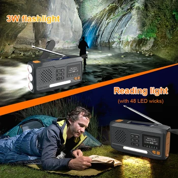 DAB/FM Radio Bluetooth Emergency Radio Portable Solar Radio Receiver Hand Crank Dynamo Outdoor Speaker Radio with Flashlight 4