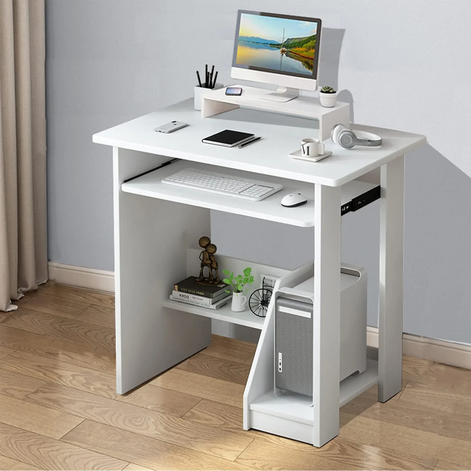 Home Office Computer Desk with Monitor Stand Keyboard Tray,  Study Desk PC Laptop Table , Modern Workstation for Small Spaces 2