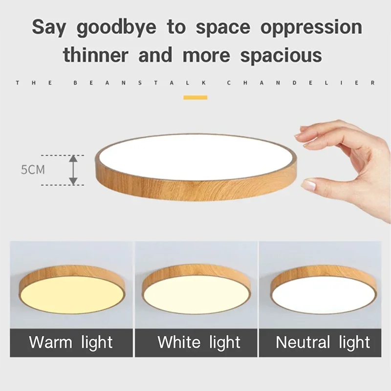 LED Ceiling Light Nordic LED Ceiling Light for Living Room Bedroom Room Study Balcony Corridor Lamp Round Wood Color Indoor Decor Lighting Fixture