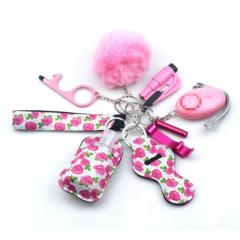 10PC/SET Self Defense Keychain Portable Girls' Self-Protection Keychain Set  for Women Alarm Safe Key Ring Best Anti-wolf Gift