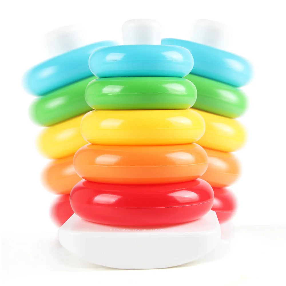 Rainbow Rotating Music Stacking Music Colorful Stacking Circle 1-3 Year Old Baby Tower Puzzle Early Education Toy