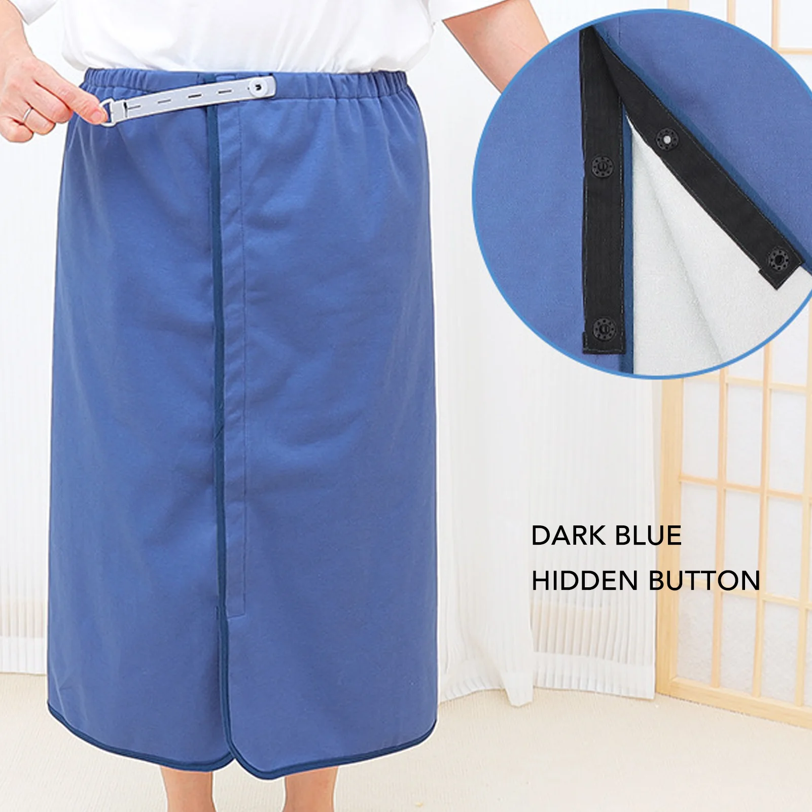 Urine Skirt Cotton Cloth Wearable Diaper Pad for Adults Elderly Children Dark Blue Button Type Urine Skirt Wearable Diaper Skirt 3