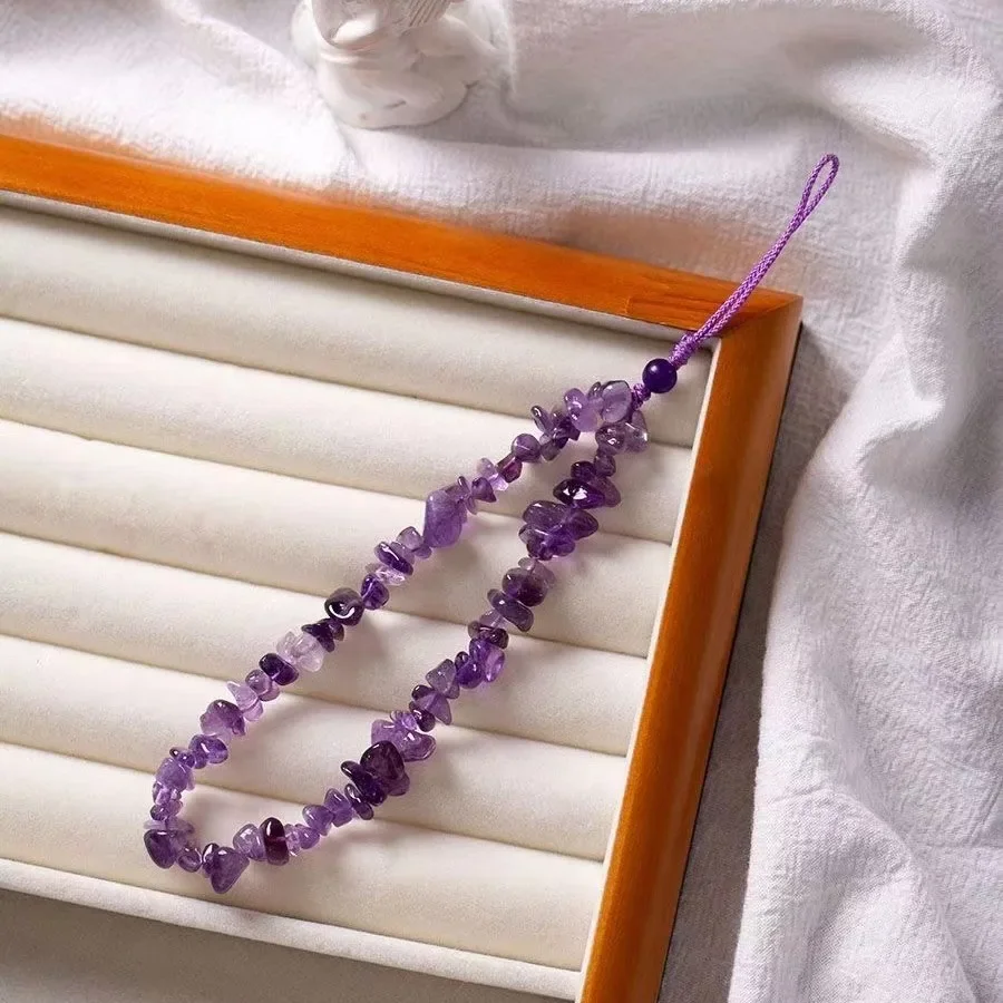Mobile Phone Chain Amethyst mobile phone chain lanyard pendant women's mobile phone pendant ring wrist rope wristband anti-lost