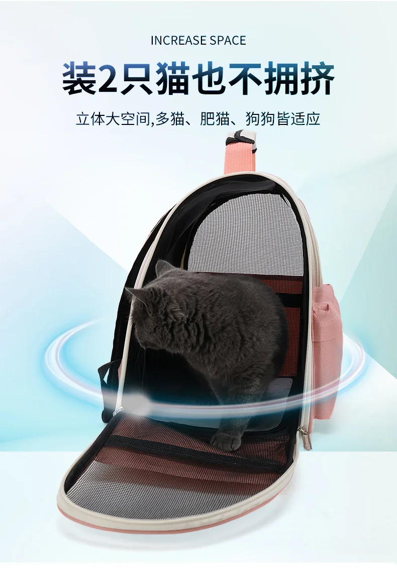 Portable Double Shoulder Pet Bag, Folded and Portable, Transparent, Cat and Dog Bag, XSushi Solid Color, Breathable Pet Backpack