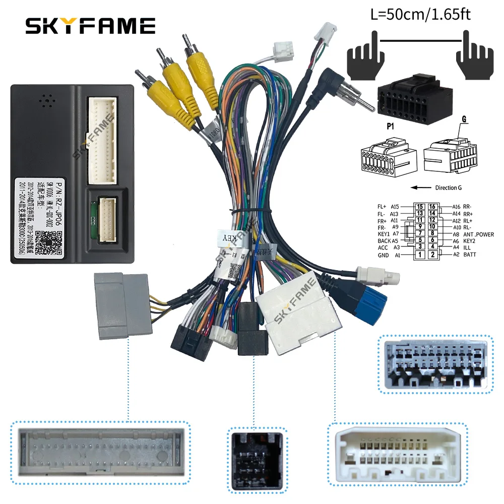 フラッシュライトとストラップセット Skyfame Car Wire Harness Adapter Decoder 16pin Power Cable