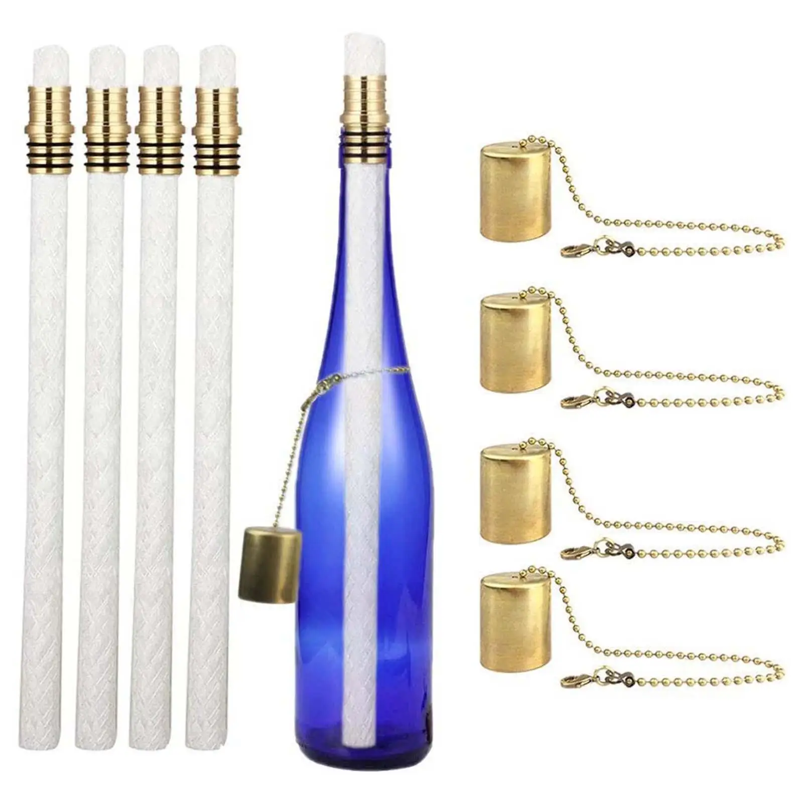 4 Lampes Torches Rechargeables Métal - Noyau Fibre Optique, Pour Jardin, Décoration Extérieure