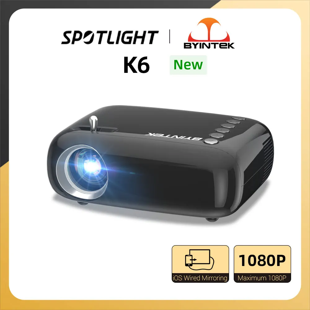 BYINTEK K6 Mini Projector Portable Home Theater LCD Projector Full HD 720P 1080P Movie Video Big Screen