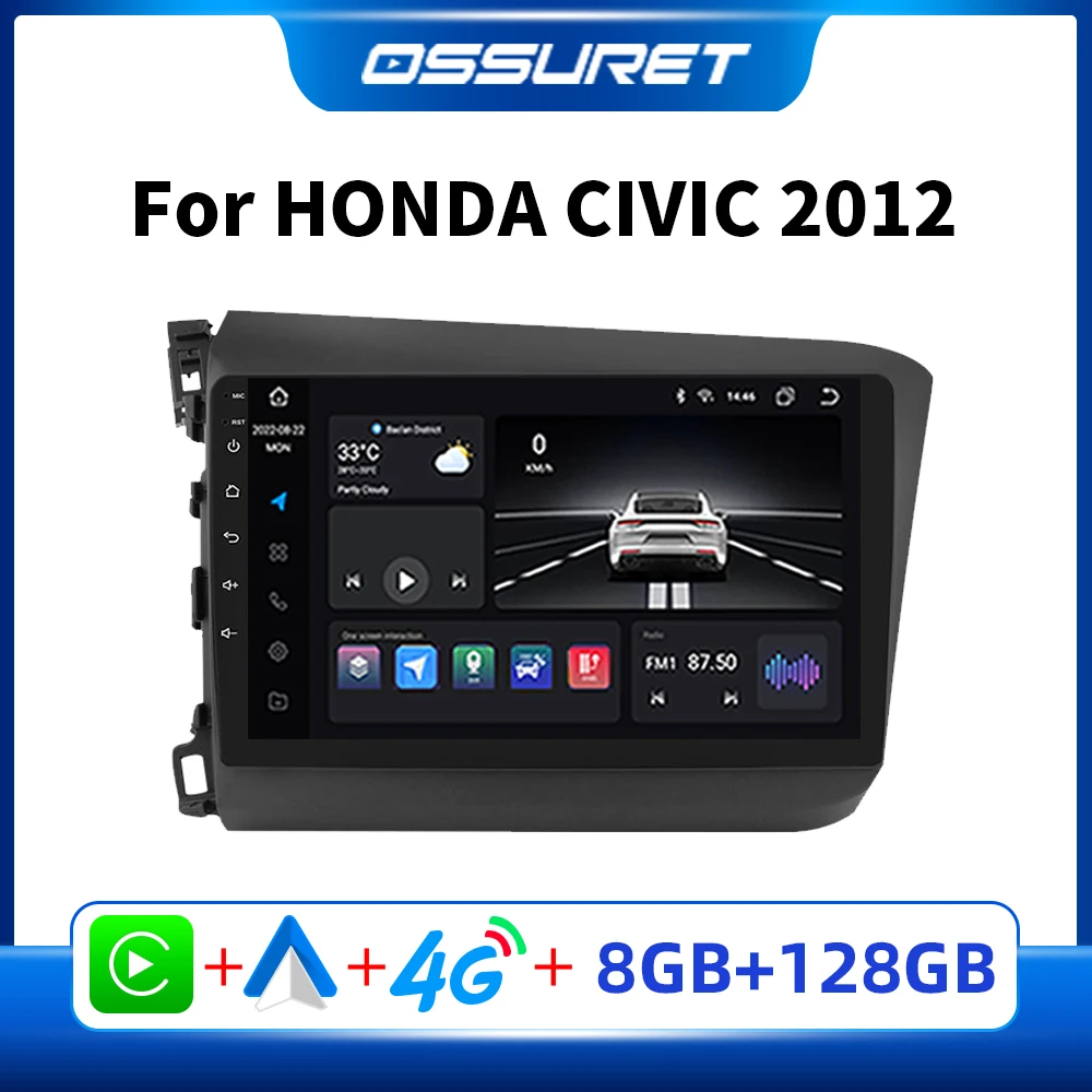 

2 Din Car Radio Android Multimidia for HONDA CIVIC 2012 2013 2014 2015 Carplay Autoradio Auto Car Stereo 9INCH Video Player GPS