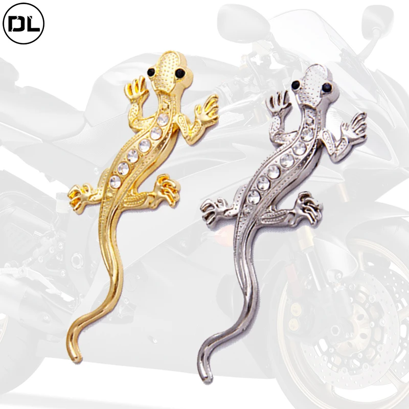 Diamond Gecko Metal Sticker Rhinestone Diamond Motorcycle Car Lizard Gecko Metal Sticker 3D Emblem Sticker Moto Accessories women rhinestone wide waist belt gothic leather western cowboy waistband accessories adjustable fashion style belts for jeans