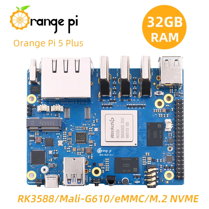   5 ÷ ̴ PC, 32GB RAM, DDR4, RK3588, 8 ھ, 2.5Ghz, Mali-G610 8K , M.2 , NVME, PCIE  