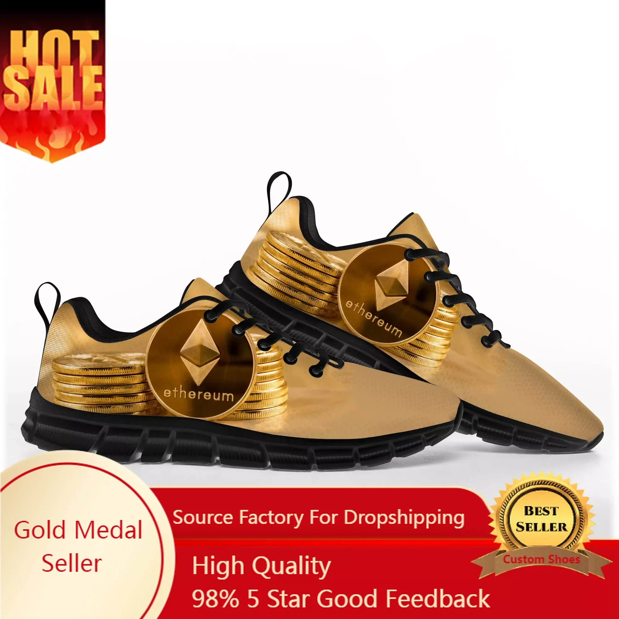 Ethereum Cryptocurrency ETH Coin Sports Shoes Mens Womens Teenager Kids Children Sneakers Casual Custom High Quality Couple Shoe
